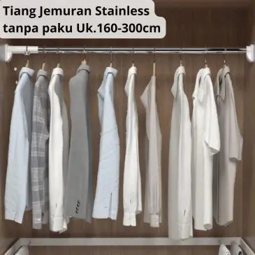Tiang Jemuran Baju Fleksibel Stainless Steel Tanpa Paku
