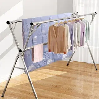 Jemuran Baju Jemuran Handuk Lipat 3 Hole Material Stainless Steel Size 160x50x132cm