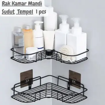 Rak Kamar Mandi Hook Sudut Minimalis Serbaguna Tempel