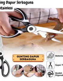 Gunting Dapur Serbaguna 3in1 Stainless Steel + Plastik (Daging Ikan Sayur)