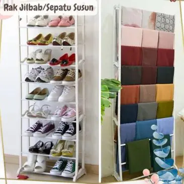 Rak Jilbab / Rak Sepatu Susun Serbaguna Dimensi 51x24x140cm