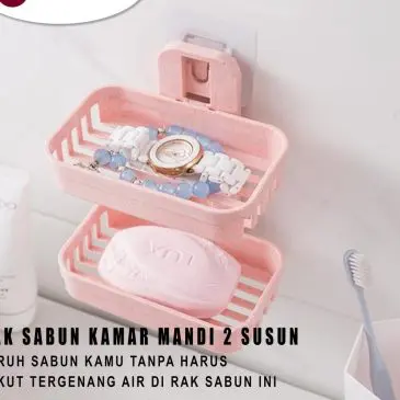 Tempat Sabun Mandi Tempel 2 Susun Vinegar Plastik - Gambar 3