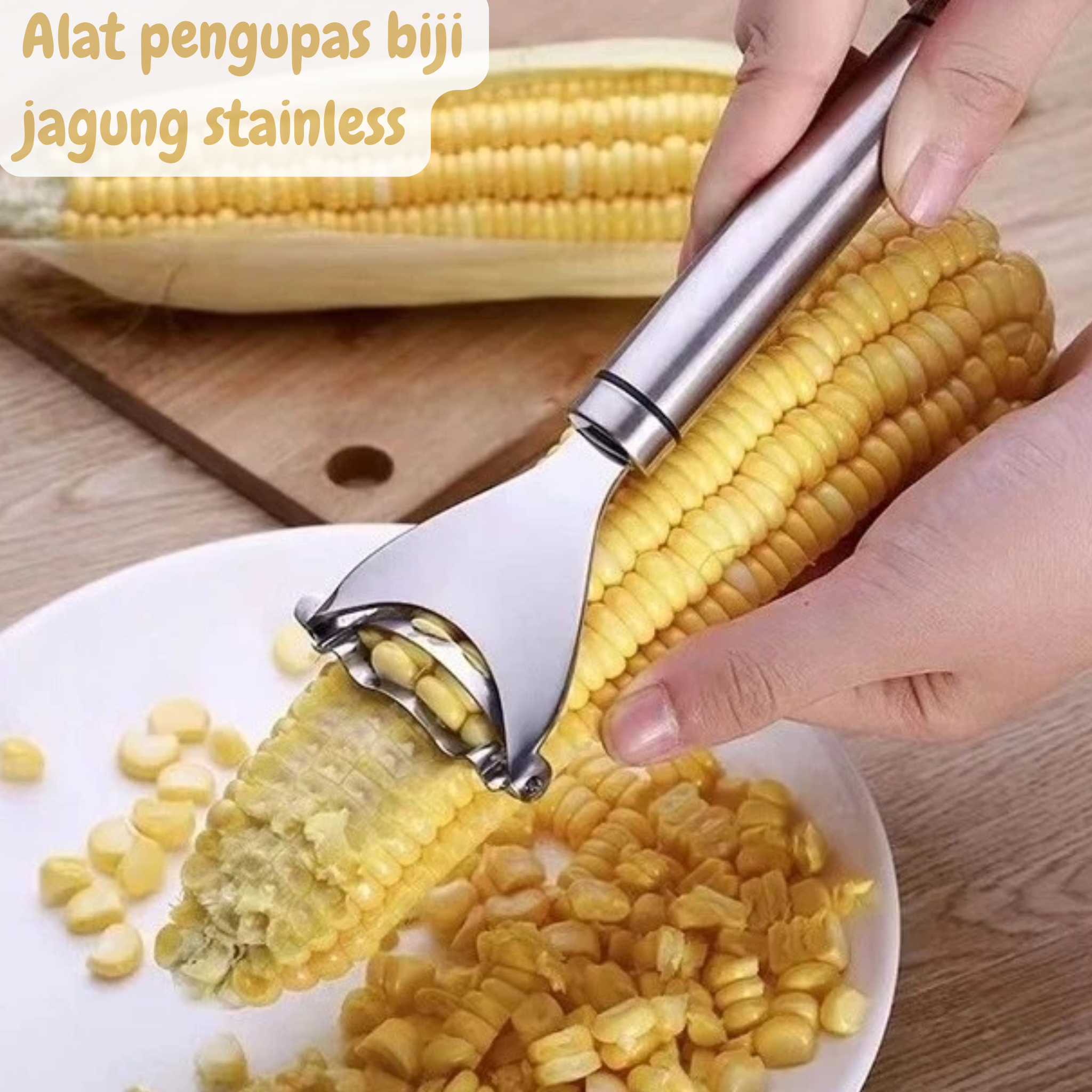 Alat Pengupas Pelipir Biji Jagung Hawaii Stainless Steel