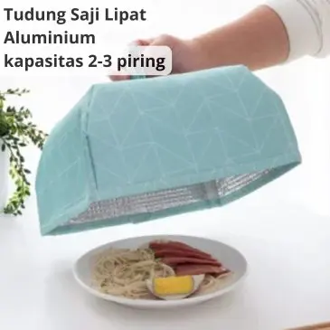 Tudung Saji Lipat Aluminium Foil Tahan Panas Besar (Kapasitas 2-3 Piring)