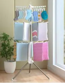 Jemuran Gantungan Pakaian Menara Lipat 3 Susun