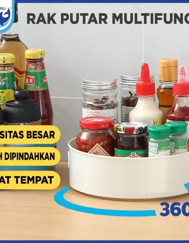 Tempat Bumbu Gufi Bulat Serbaguna Putar 360 Derajat Bahan Plastik