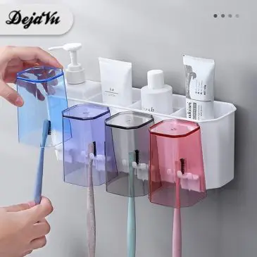 Rak Kamar Mandi Organizer 4 Cups + Dispenser Odol