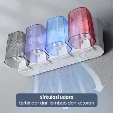 Rak Kamar Mandi Organizer 4 Cups + Dispenser Odol - Gambar 3