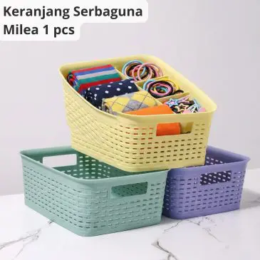 Keranjang Plastik Penyimpanan Serbaguna Milea