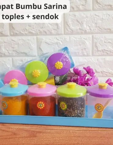Tempat Bumbu Sarina Plastik Isi 4 Toples + Tatakan Free Sendok