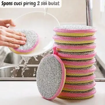 Spons cuci piring 2 sisi bulat