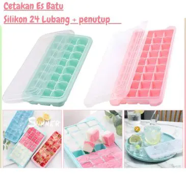 Cetakan Es Batu dan Jelly Kotak Serbaguna 24 Lubang Grid Silikon