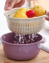 Wadah Cuci Saringan Peniris Sayur dan Buah Serbaguna Spherical 2 Layer