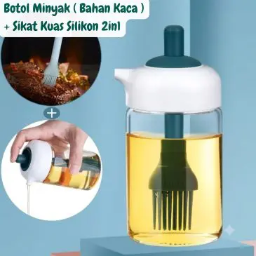 Botol Minyak ( Bahan Kaca ) Dengan Sikat Kuas Pengoles Silikon 2in1