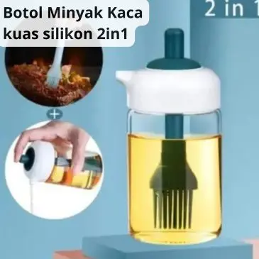 Botol Minyak ( Bahan Kaca ) Dengan Sikat Kuas Pengoles Silikon 2in1