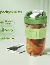 Mug Gelas Minum Tumbler Bahan Kaca 550ml Muzy