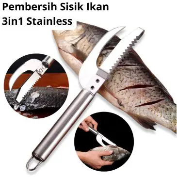 Alat Pembersih Sisik Ikan Bahan Stainless Steel Anti Karat 3in1