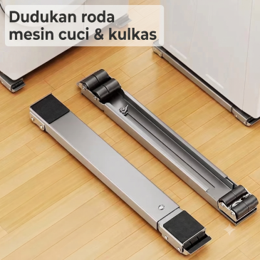 Dudukan Kaki Mesin Cuci dan Kulkas Bahan Metal Kapasitas 150kg Dengan Roda Bisa Disesuaikan
