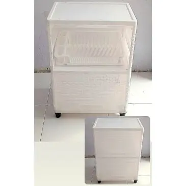 Rak Piring Club Susun 2 Pintu Bahan Plastik Size 45x32x65cm