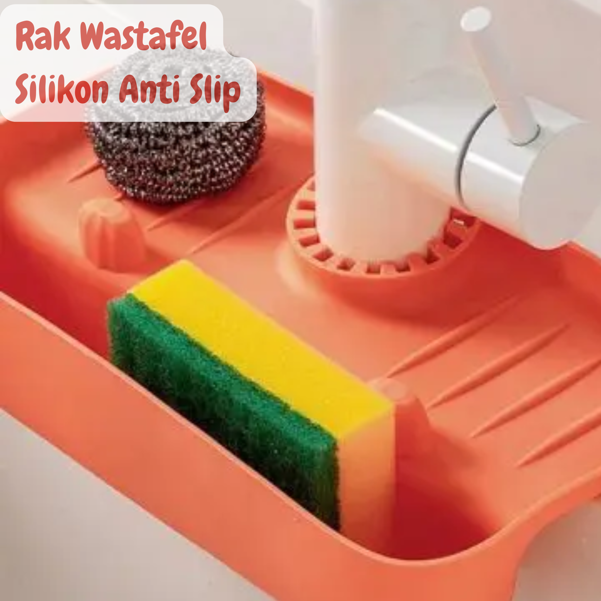 Rak Wastafel Pad Silikon Anti Slip Tempat Penyimpanan Sabun Cuci Piring Spons
