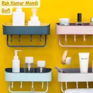 Rak Kamar Mandi Gufi Plastik Tempel Dengan Hook Gantungan