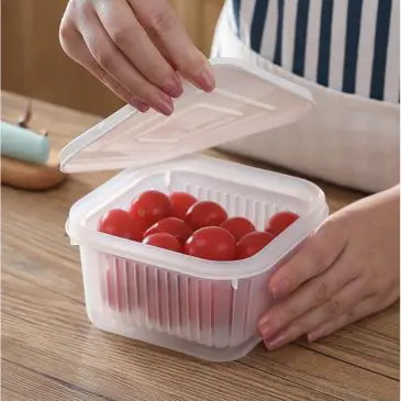 Tempat Penyimpanan Makanan Untuk Kulkas Dengan Partisi Pengering Air 4 Sekat - Gambar 3