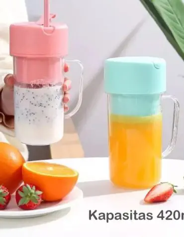 Blender Jus Mini Bentuk Gelas Portable Tiana 6 Mata Pisau 420ml + USB