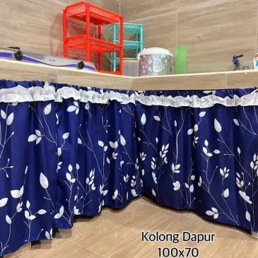 Gorden Penutup Kolong Meja Dapur Daun Navy 100x70cm