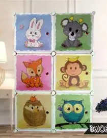 Lemari Pakaian Anak Portable Plastik 6 Pintu Karakter Animal