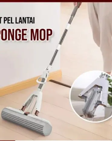 Alat Pel Lantai Flat Mop Tarik Praktis Sponge Mop
