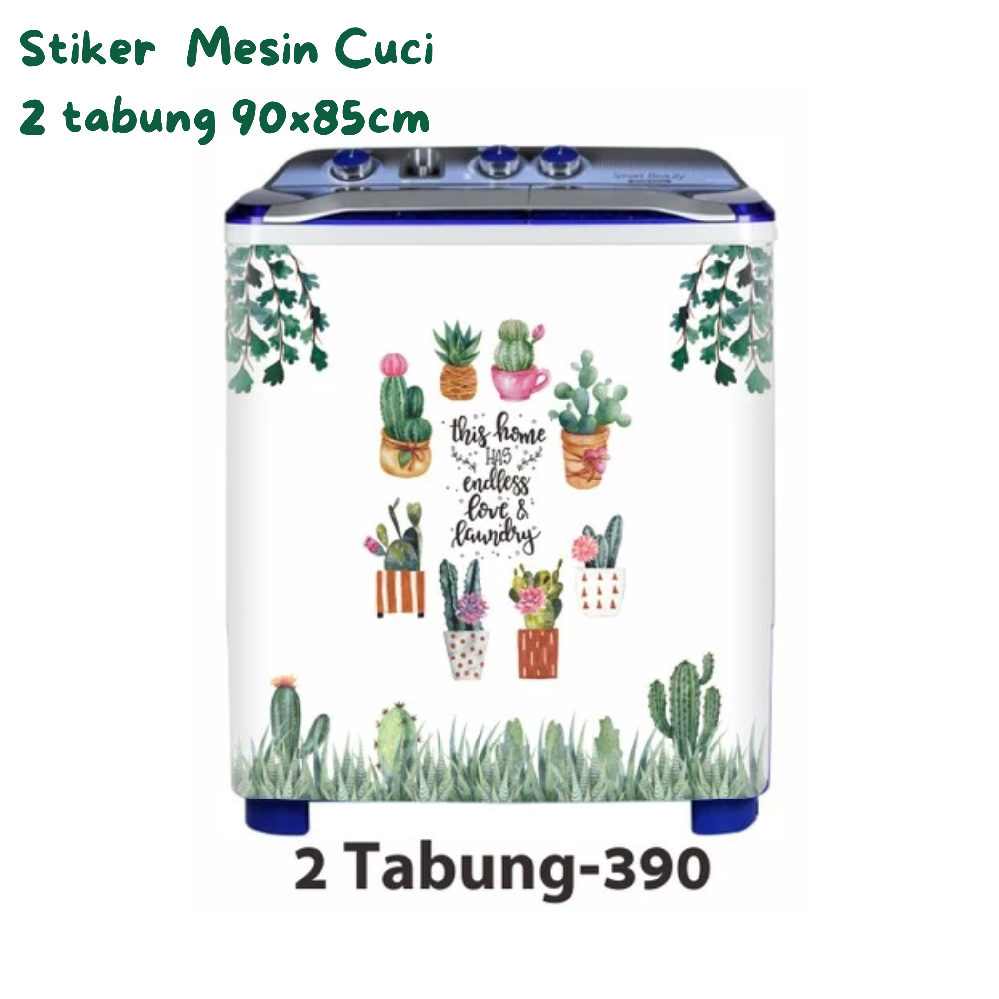 Stiker Mesin Cuci Tipe 2 Tabung 90x85cm Kode 390