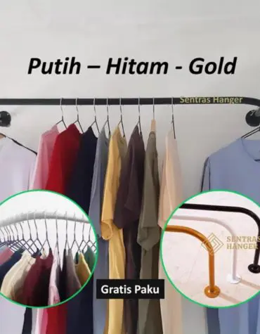 Tiang Gantungan Pakaian Dinding Anti Karat Tahan Beban 20-30kg Uk. 120x30cm