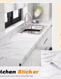 Wallpaper Motif Marmer Putih Y61041 Anti Panas Anti Minyak dan Tahan Air Uk. 100x60cm