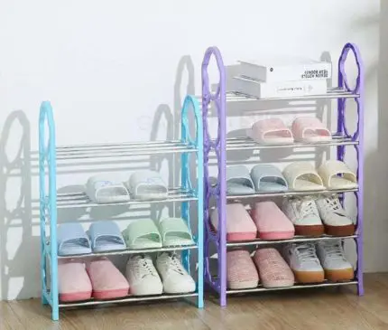 Rak Sepatu dan Sendal Tiana Rak Besi Tiang Plastik 4 Tingkat