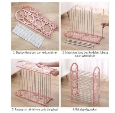 Rak Sepatu dan Sendal Tiana Rak Besi Tiang Plastik 4 Tingkat - Gambar 2