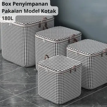 Box Tempat Penyimpanan Pakaian, Sprei, dan Selimut 180L Model Kotak + Pegangan