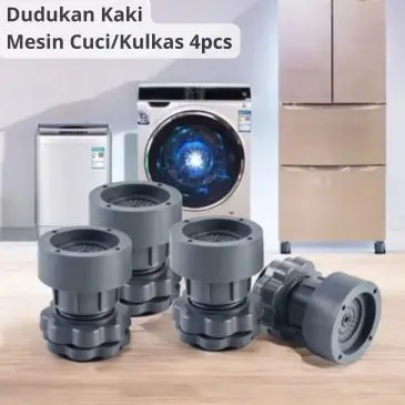 4 Pcs Alas kaki mesin cuci dapat disesuaikan anti slip dan anti getaran Bantalan peninggi kaki kulkas meja lemari
