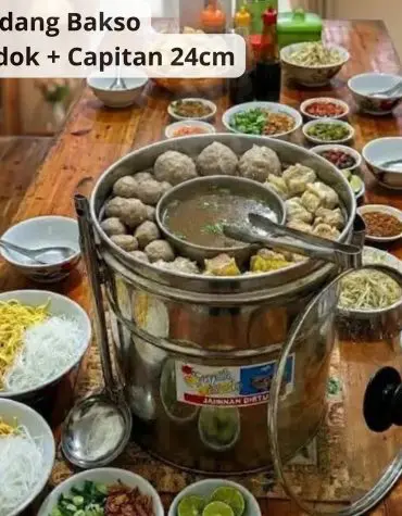 Dandang Bakso 24 Cm Paket Lengkap Dengan Tutup Kaca