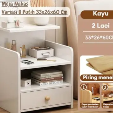 Meja Nakas Variasi B Putih 33 x 26 x 60 Cm