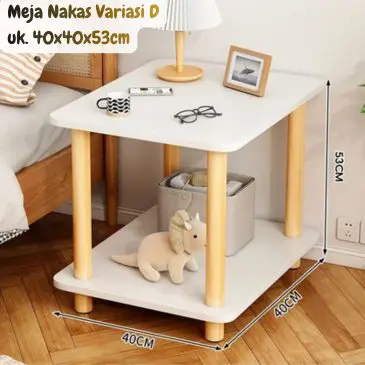 Meja Nakas Variasi D Putih 40 x 40 x 53 Cm