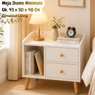 Meja Ihome Minimalis Putih 43 x 30 x 48 Cm
