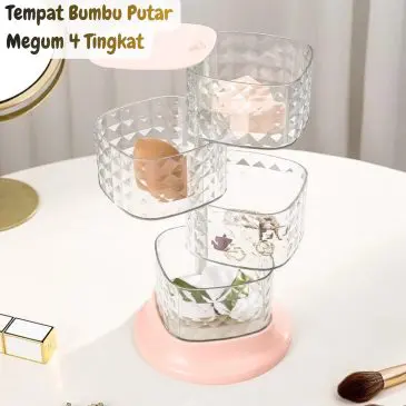 Tempat Bumbu Putar Crystal Acrylik Megum 4 Tingkat