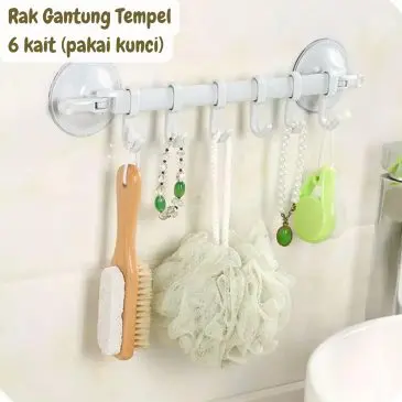 Rak Gantung Tempel 6 kait (pakai kunci)