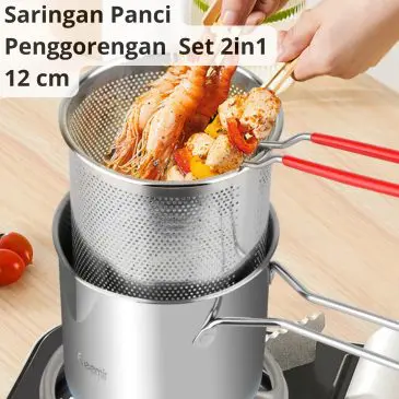 Saringan Panci Penggorengan Rebus Serbaguna Set 2in1 12 CM