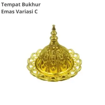 Tempat Bakar Bukhur / Dupa Mini Bahan Logam Emas Variasi C