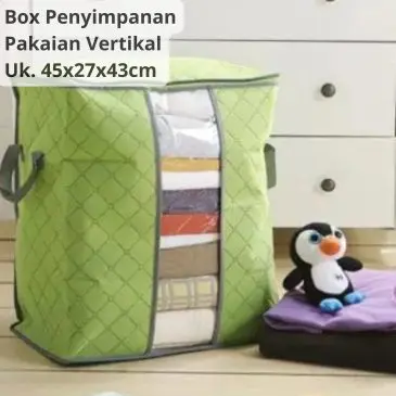 Box Tempat Penyimpanan Pakaian Sprei dan Selimut Anti Bau dan Lembab Tanpa Besi Penyangga Vertikal Ukuran 45*27*43,5 cm