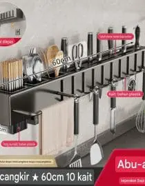 Rak Gantung Pisau dan Alat Masak + Tempat Sendok Stainless Steel 60cm