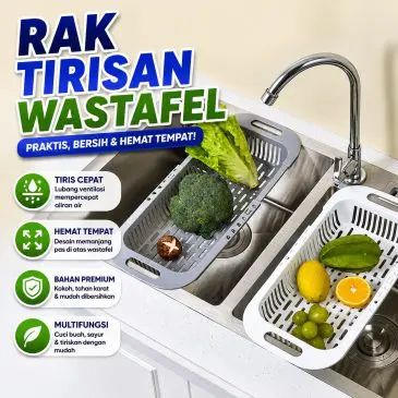 Rak Keranjang Wastafel Tempat Tirisan Air Dapur Serbaguna Lipat