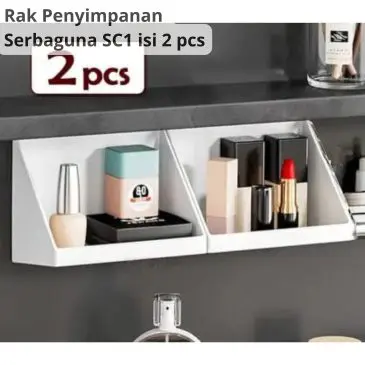 Rak Tempel Penyimpanan Kosmetik Dinding Multifungsi SC1 isi 2pcs