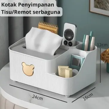 Kotak tisu/penyimpanan serbaguna remote multisekat
